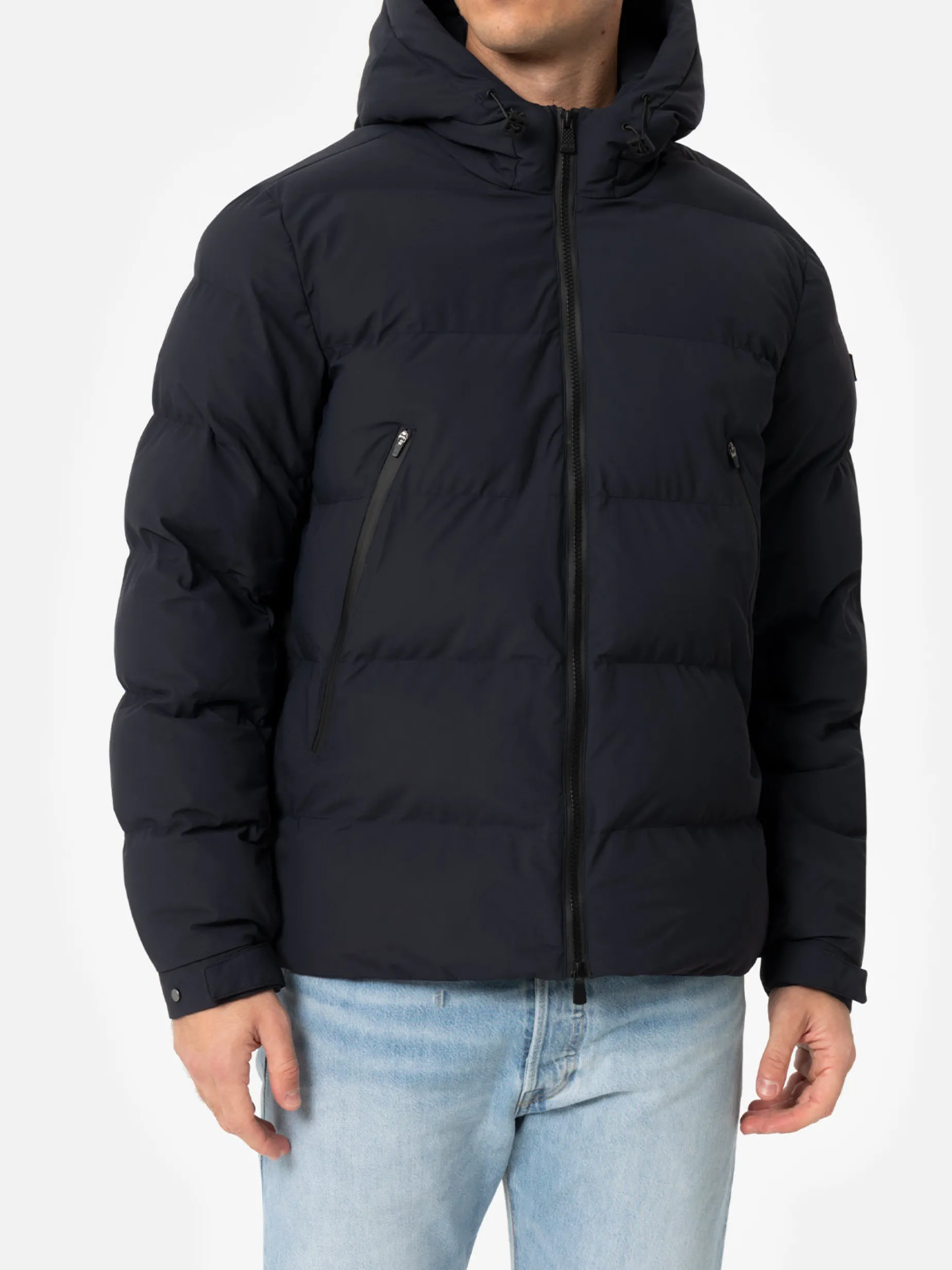 Marineblaue Steppjacke mit Kapuze für Herren von Maier