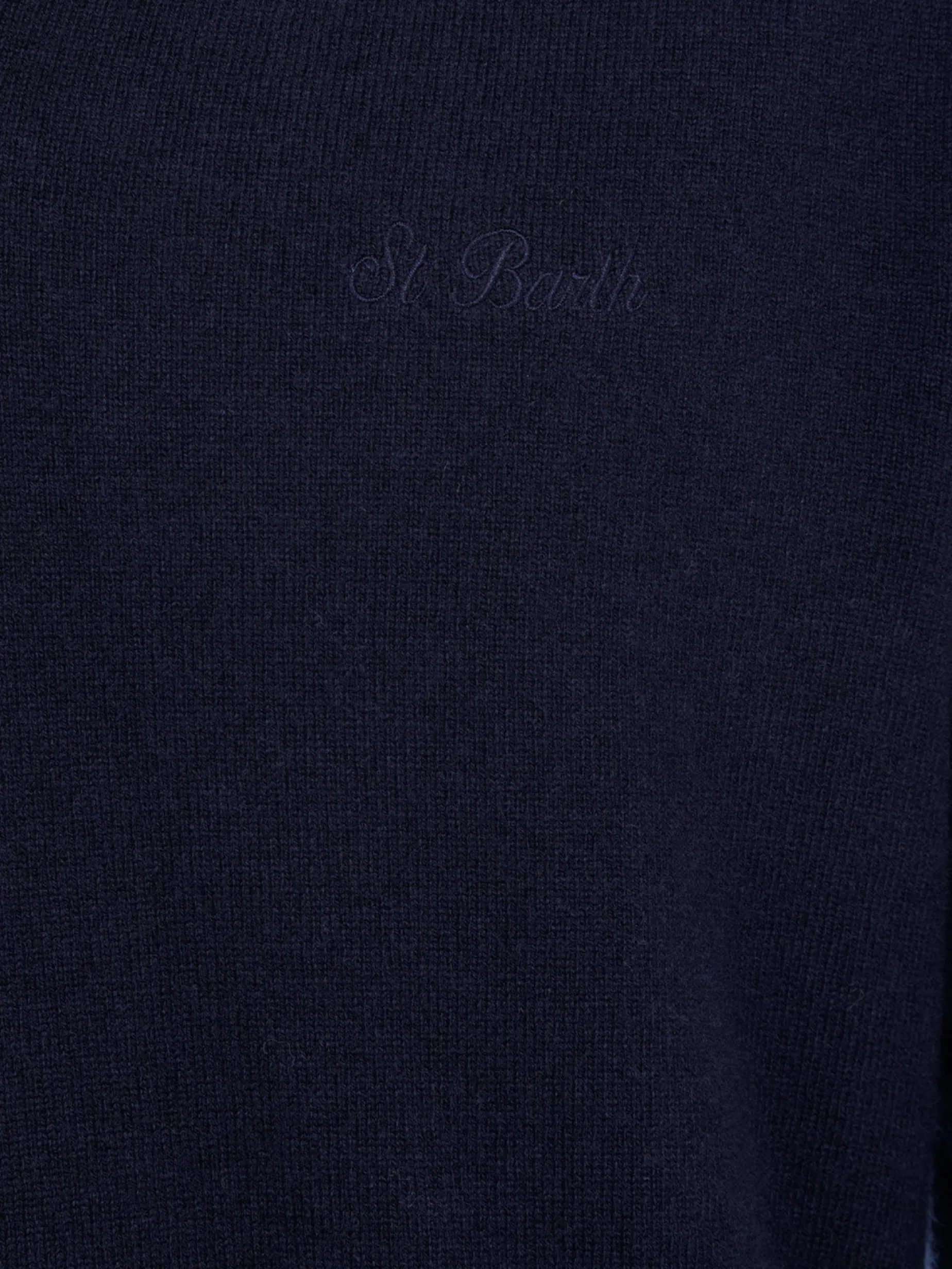 Marineblauer Pullover aus Kaschmirmischung mit V-Ausschnitt für Herren Regent