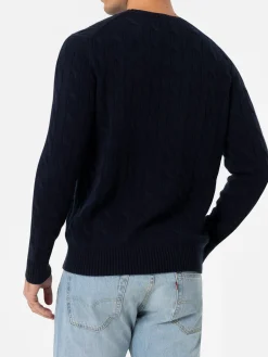 Marineblauer Rundhalspullover aus Kaschmirmischung für Herren von Regent