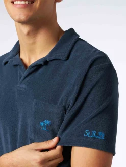Marineblaues Frottee-Polo für Herren