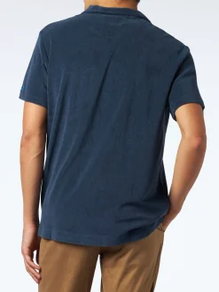 Marineblaues Frottee-Polo für Herren