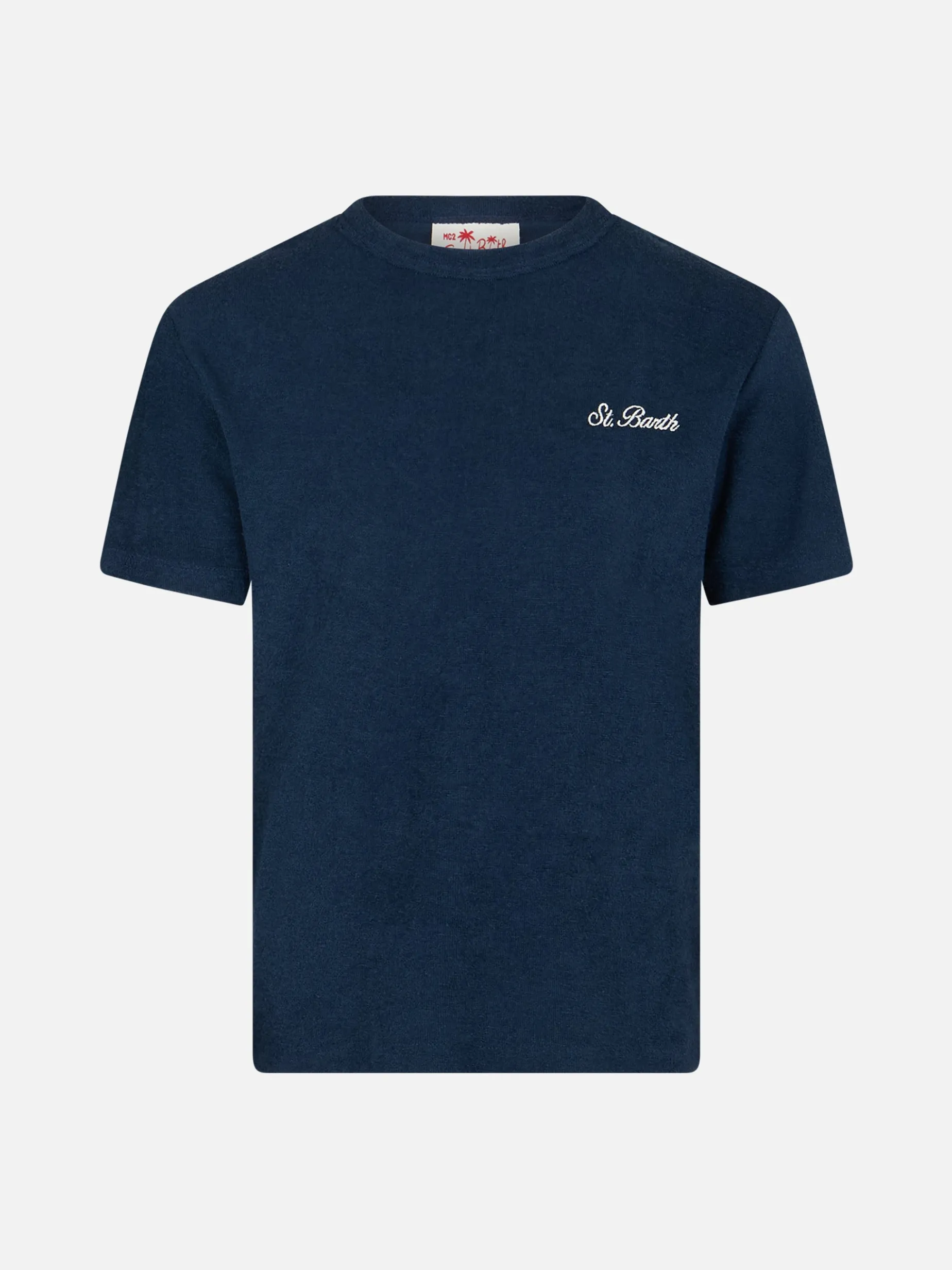 Marineblaues Frottee-T-Shirt Gary für Jungen mit St. Barth-Stickerei