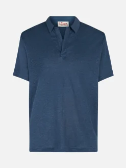 Marineblaues Herren-Leinen-Poloshirt Fraser