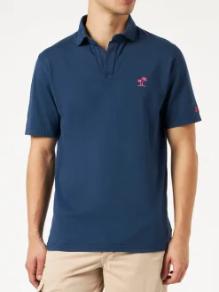 Marineblaues Herrenpolo aus Baumwolljersey