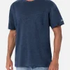 Marineblaues Leinenjersey-T-Shirt Ecstasea für Herren mit Tasche