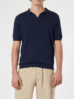 Marineblaues Strick-Poloshirt für Herren von Sloan