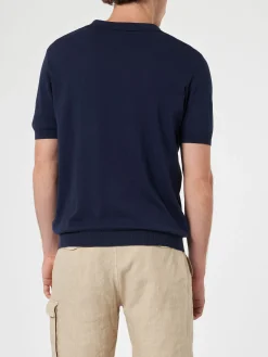 Marineblaues Strick-Poloshirt für Herren von Sloan