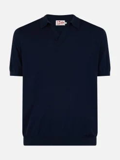 Marineblaues Strick-Poloshirt für Herren von Sloan
