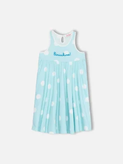 Mädchen Baumwollkleid Masha mit Aufdruck und „Biricchina“-Stickerei