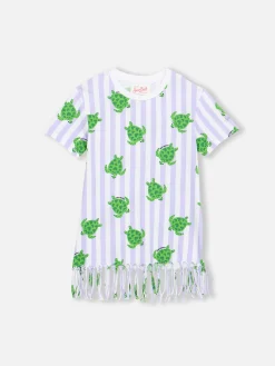 Mädchen-Abbey-Kleid mit Fransen und Schildkröten-Print