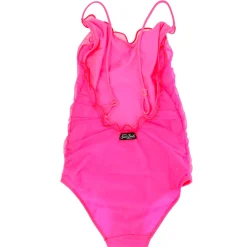 Mädchen-Badeanzug in Neonrosa mit Tüll