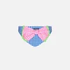 Mädchen-Badehose mit weißem und blauem Vichy-Print
