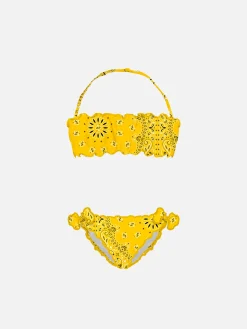 Mädchen-Bandeau-Bikini mit Bandana-Print