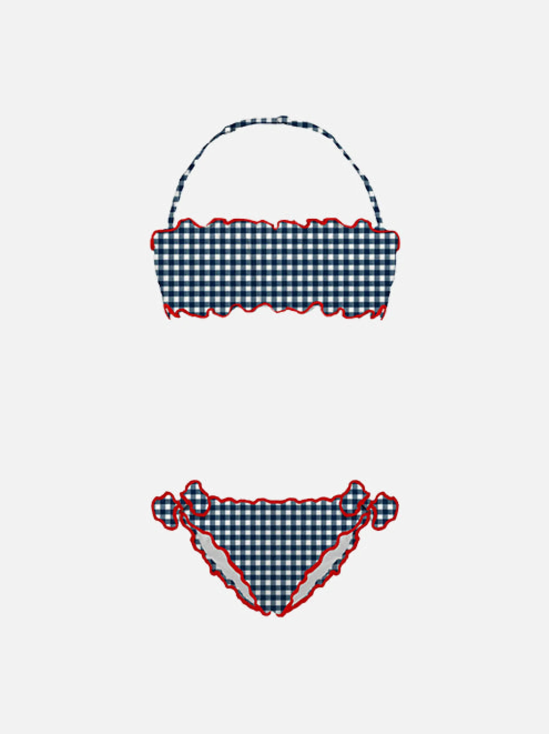 Mädchen-Bandeau-Bikini mit Gingham-Print