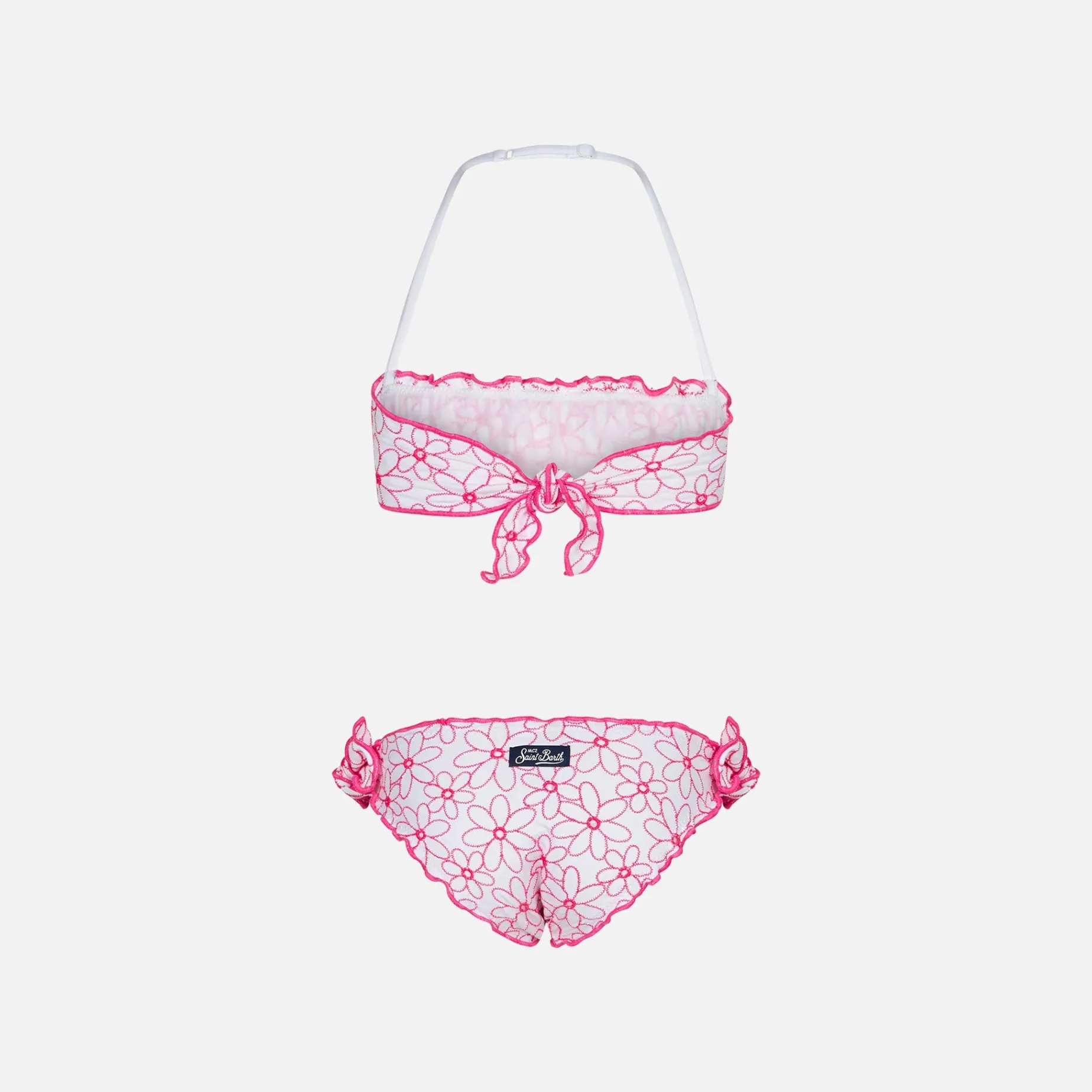 Mädchen-Bandeau-Bikini mit Gänseblümchen-Stickerei