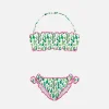 Mädchen-Bandeau-Bikini mit Kaktus-Print