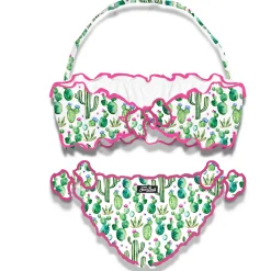 Mädchen-Bandeau-Bikini mit Kaktus-Print
