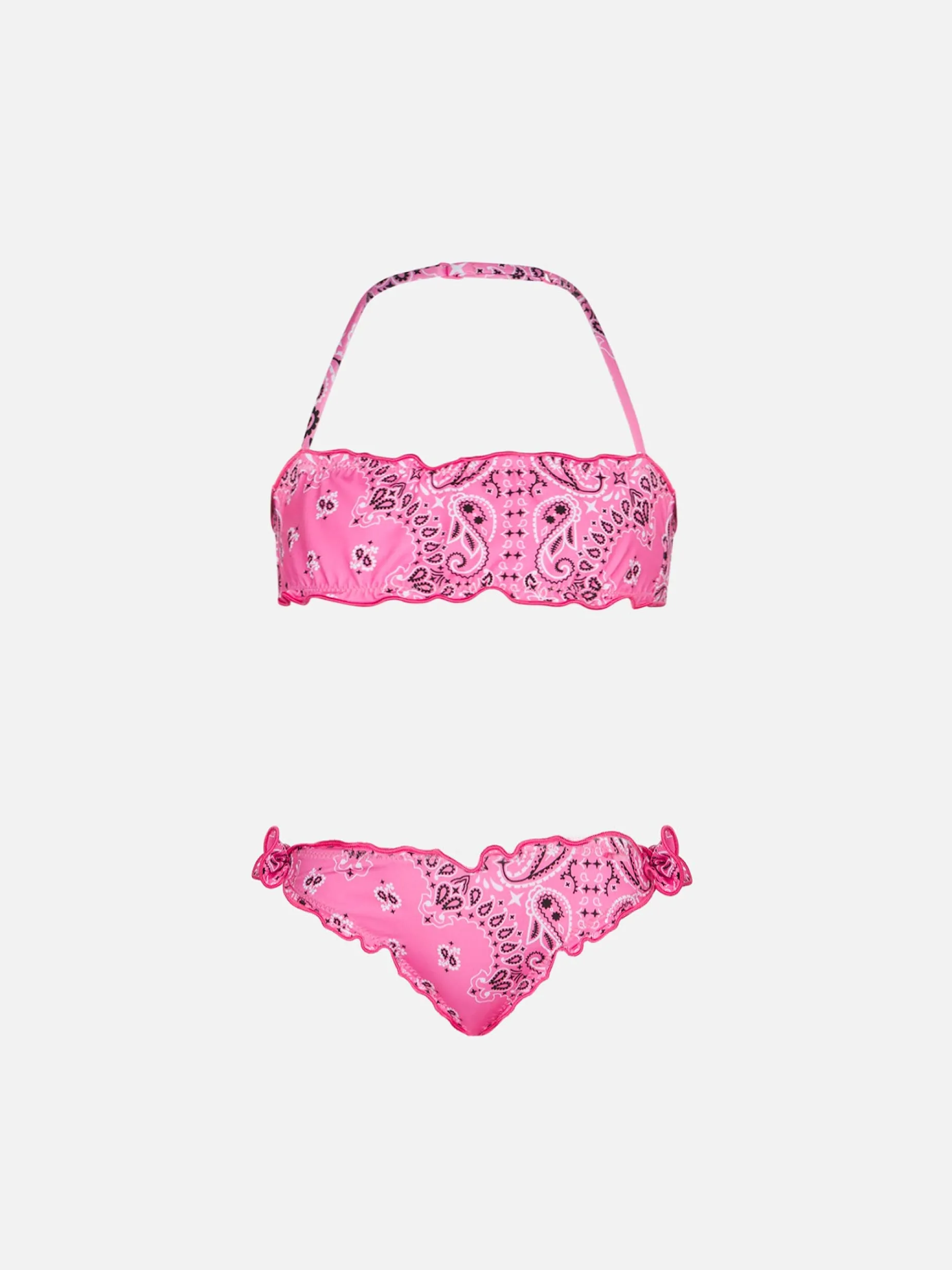 Mädchen-Bandeau-Bikini mit rosa Bandana-Print