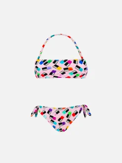 Mädchen-Bikini mit Make-up-Aufdruck