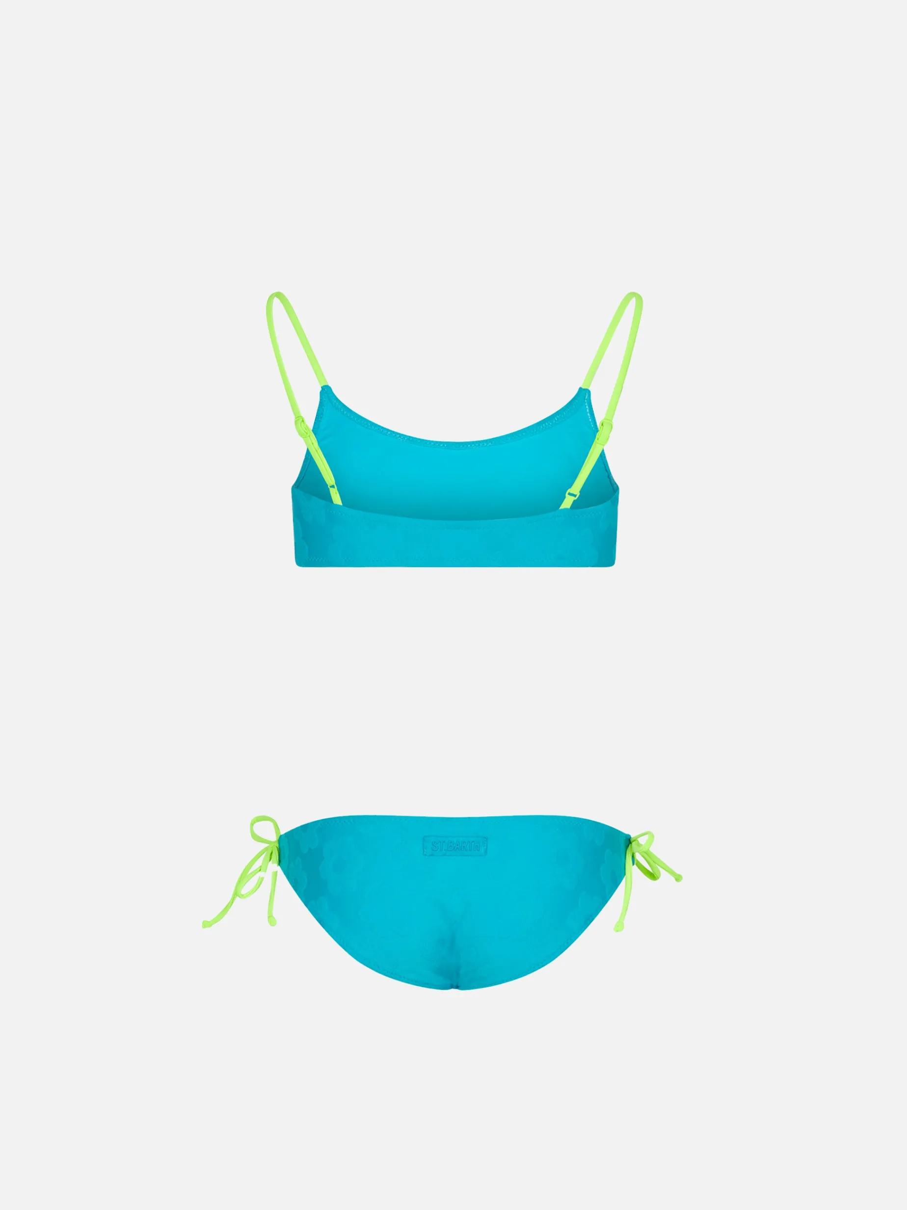 Mädchen-Bralette-Bikini aus Frottee mit geprägten Blumen
