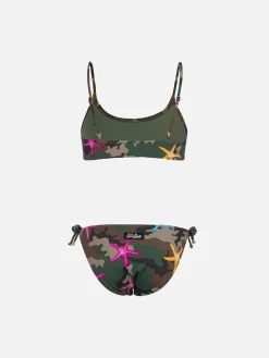 Mädchen-Bralette-Bikini Jaiden mit Seestern auf Tarnmuster