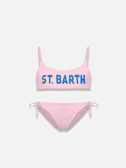 Mädchen-Bralette-Bikini mit St. Barth-Glitzerlogo