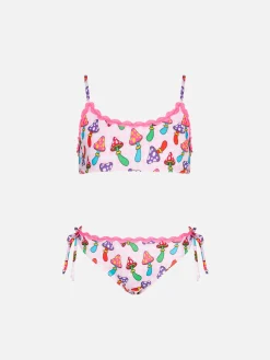 Mädchen-Bralette-Bikini mit Pilz-Print