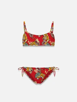 Mädchen-Bralette-Bikini mit Tiger-Print