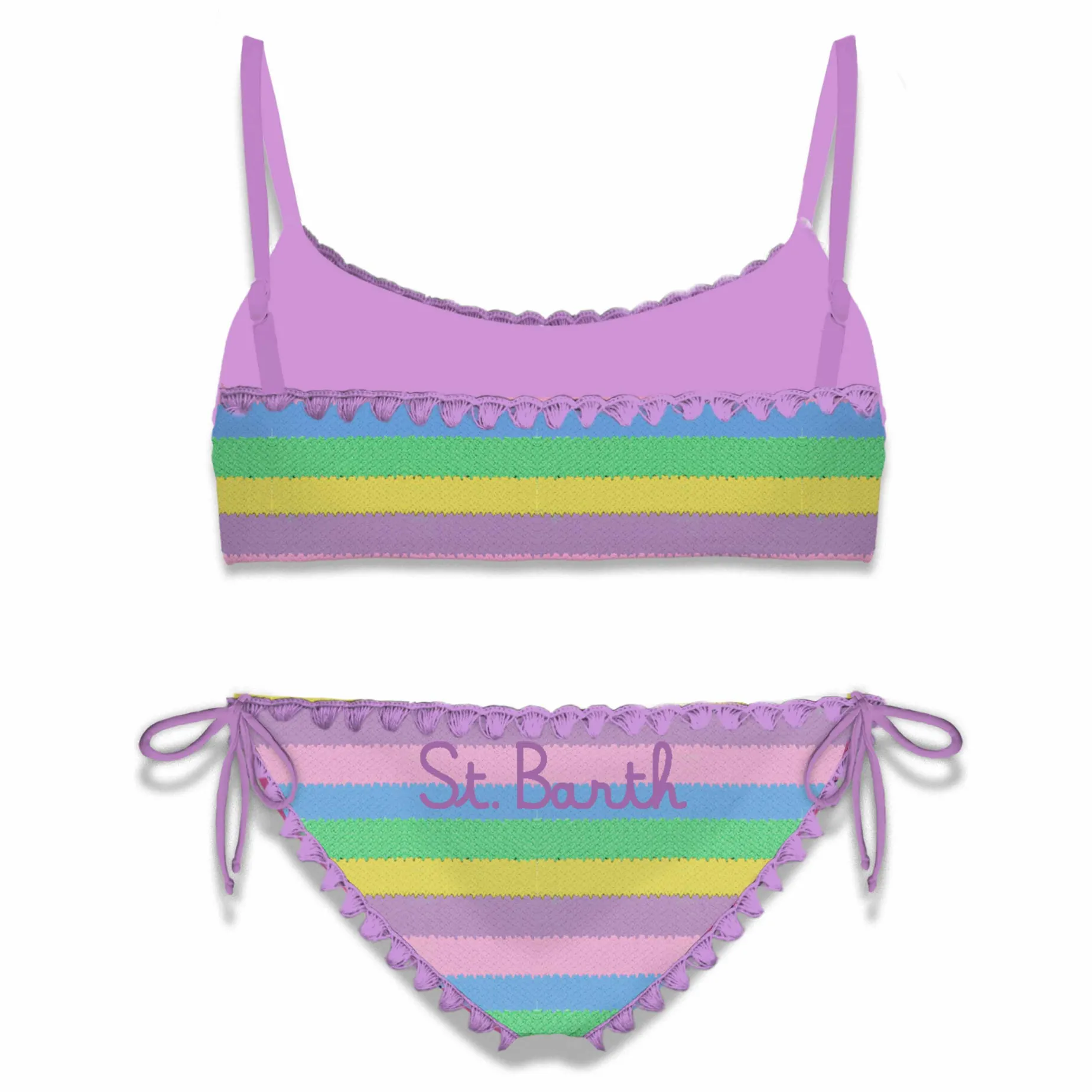 Mädchen-Bralette-Bikini mit mehrfarbigen Streifen