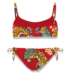 Mädchen-Bralette-Bikini mit Tiger-Print