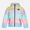 Mädchen-Daunenjacke mit Kapuze und Bandana-Print