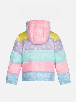 Mädchen-Daunenjacke mit Kapuze und Bandana-Print