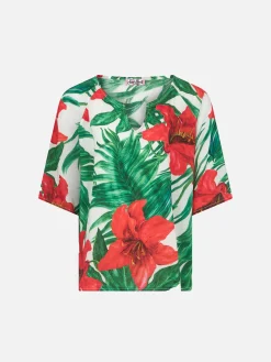 Mädchenkaftan mit Ibiskus-Print