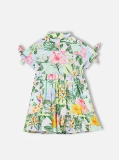 Mädchenkleid mit Blumendruck