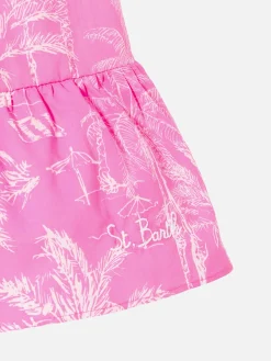 Mädchenkleid mit Toile-de-Jouy-Print
