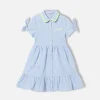 Mädchenkleid Queenie mit weißen und hellblauen Streifen