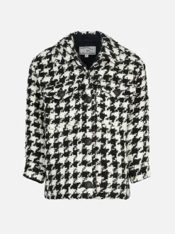 Mädchen-Overshirt-Jacke mit Pied-de-Poule-Print
