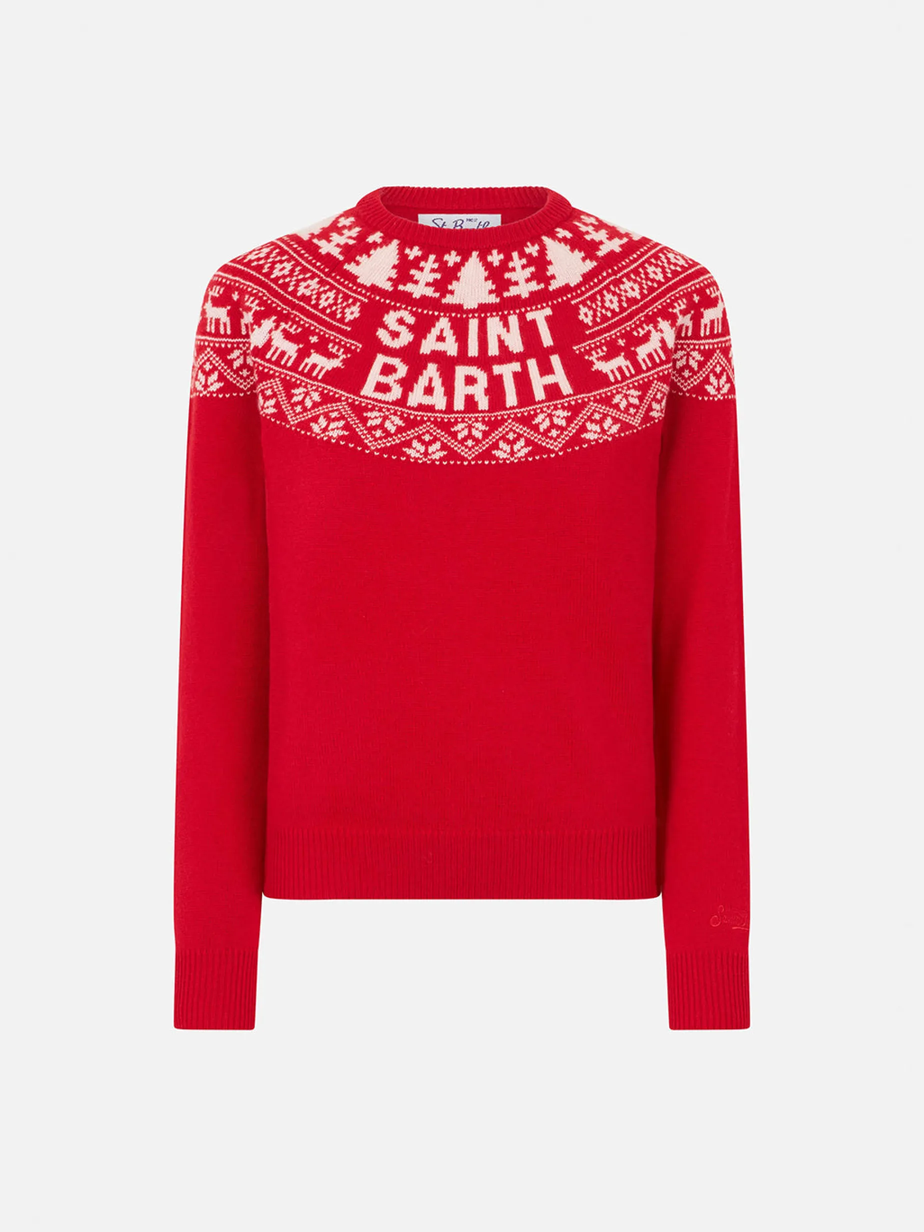 Mädchenpullover im norwegischen Stil mit Saint-Barth-Aufdruck