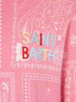 Mädchenpullover mit Bandanna-Print und Saint-Barth-Stickerei