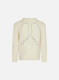 Mädchenpullover mit Engelsflügel-Stickerei