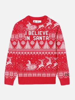 Mädchenpullover mit „I believe in Santa“-Schriftzug