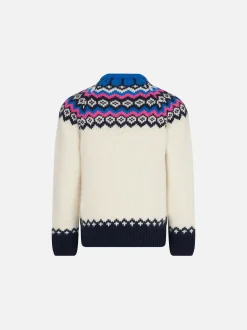 Mädchenpullover mit nordischem Jacquardmuster