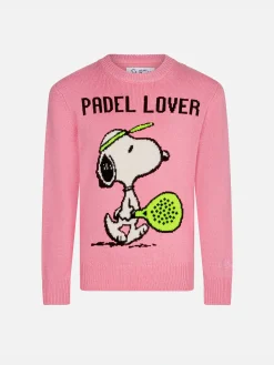 Mädchenpullover mit Rundhalsausschnitt und Snoopy Padel-Aufdruck | SNOOPY PEANUTS™ SONDEREDITION