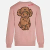 Mädchenpullover mit Rundhalsausschnitt und Hundeaufdruck