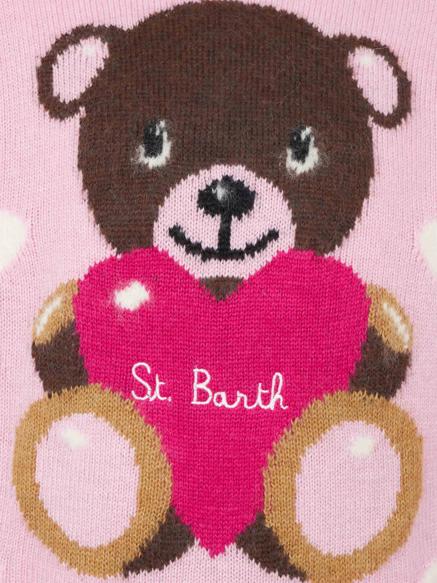 Mädchenpullover mit Rundhalsausschnitt und Teddybär-Stickerei