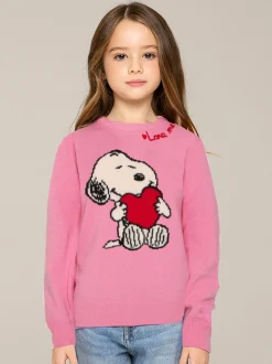 Mädchenpullover mit Snoopy-Print und „Love me“-Stickerei | Peanuts™ Sonderausgabe