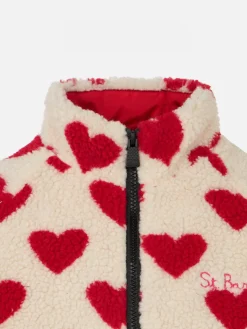 Mädchen-Sherpa-Jacke mit Herz-Print