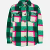 Mädchen-Sherpa-Overshirt mit Tartan-Print