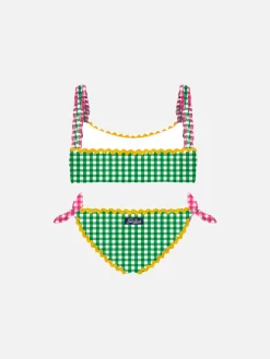 Mädchen-Top-Bikini mit Gingham-Print