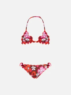 Mädchen-Triangel-Bikini mit Blumenprint